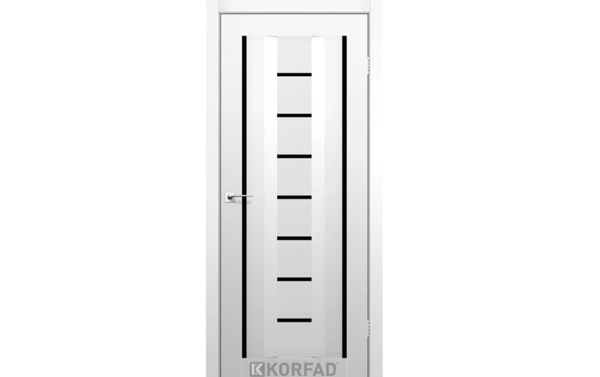 Дверне полотно ALIANO AL-04, 800 х 2000, Super PET аляска, скло чорне