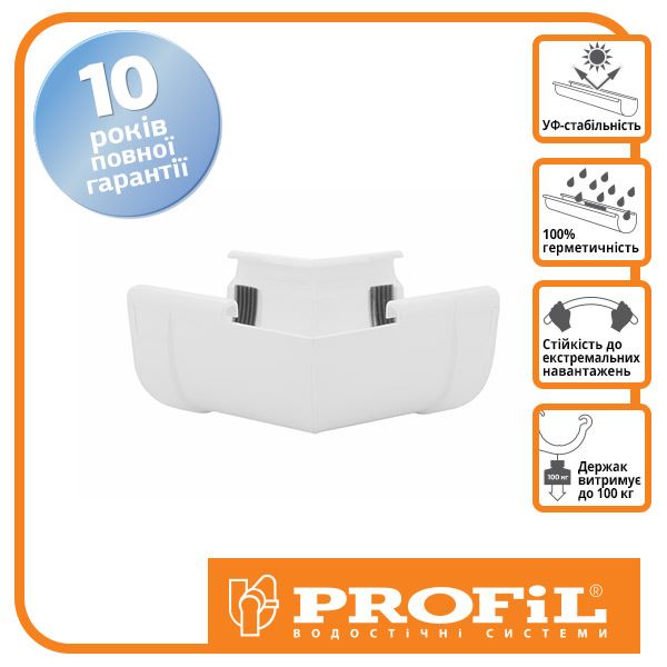 Кут Profil внутрішній 130 білий W 135°